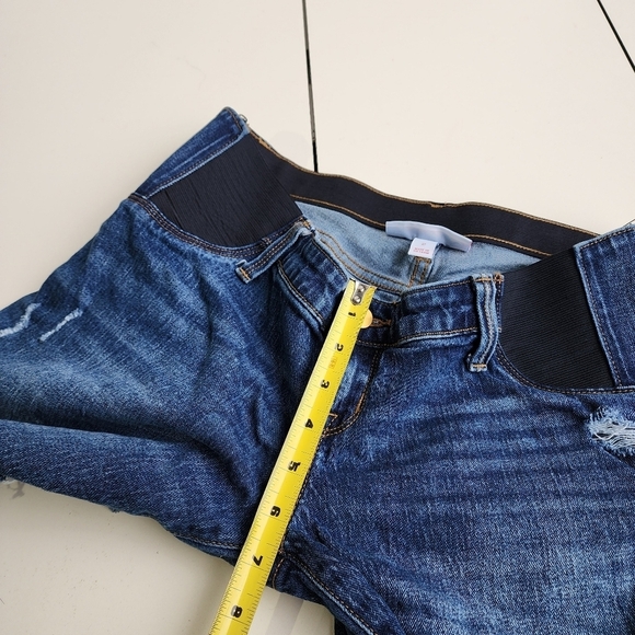 ISABEL Women's MATERNITY Denim Cut Off Jean Shorts Side Stretch Boyfriend Sz 2 - Picture 6 of 10